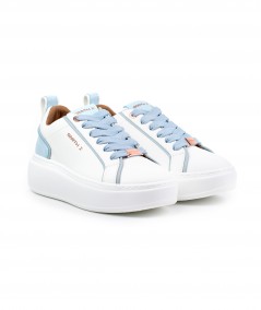 Sneaker Alexander Smith in pelle bianca e azzurra - Stone High Woman 6534