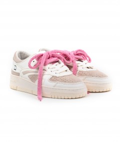 Sneaker D.A.T.E. in pelle avorio e camoscio nude - torneo colored