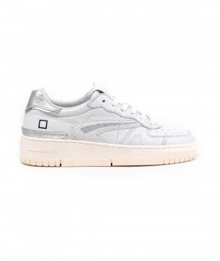 Sneaker in pelle bianca e argento