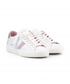 Sneaker D.A.T.E. in pelle bianca e rosa - Hill low calf