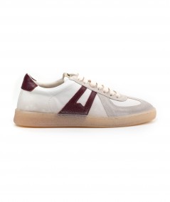 Sneaker in camoscio avorio e pelle bianca