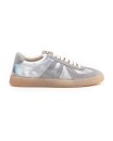 Sneaker in camoscio grigio e pelle argento