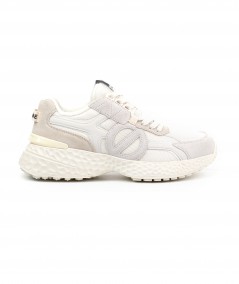 Sneaker in camoscio e rete avorio