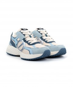 Sneaker No Name in camoscio celeste e rete avorio - Carter 2.0 Runner M
