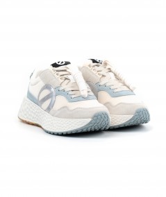 Sneaker No Name in camoscio avorio e rete bianca - Carter Jogger W