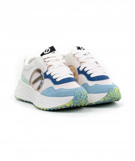 Sneaker No Name in camoscio celeste e rete bianca - Carter Jogger W