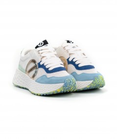 Sneaker No Name in camoscio celeste e rete bianca - Carter Jogger W