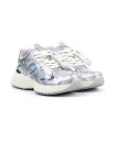 Sneaker in pelle e rete argento