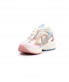 Sneaker No Name in pelle rosa, bianca, celeste e rete bianca - Carter Tech 2.0 W