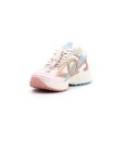 Sneaker in pelle rosa, bianca, celeste e rete bianca