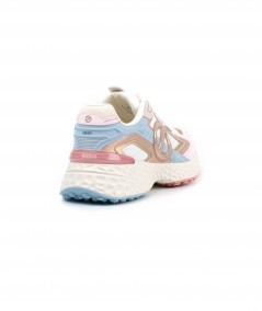 Sneaker No Name in pelle rosa, bianca, celeste e rete bianca - Carter Tech 2.0 W