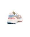 Sneaker in pelle rosa, bianca, celeste e rete bianca