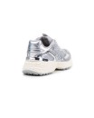 Sneaker in pelle e rete argento
