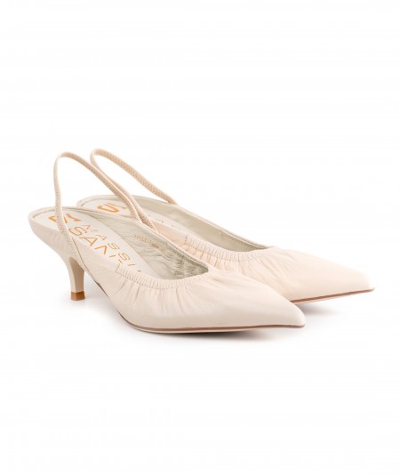 Sandalo slingback Massimo Santini in pelle morbida avorio