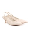 Sandalo slingback in pelle morbida avorio