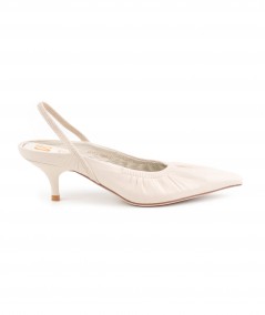 Sandalo slingback in pelle morbida avorio