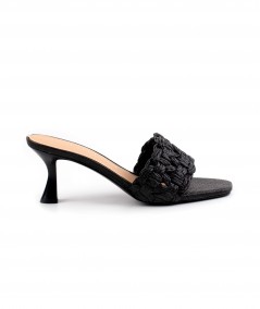 Ciabattina in pelle intrecciata nera