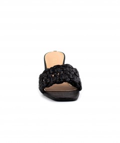 Ciabattina Guess in pelle intrecciata nera