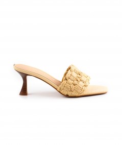 Ciabattina in pelle intrecciata beige