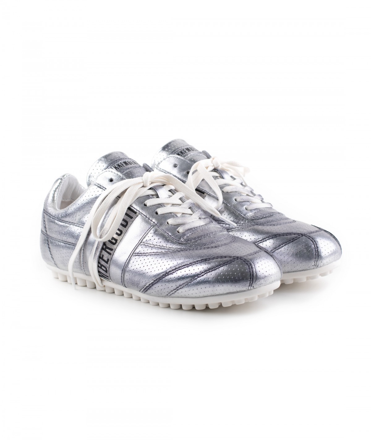 Sneaker in pelle argento