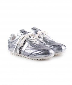 Sneaker Bikkemberg in pelle argento