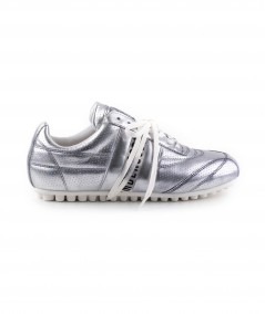 Sneaker in pelle argento