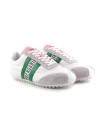 Sneaker in pelle bianca e camoscio grigio