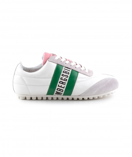 Sneaker in pelle bianca e camoscio grigio