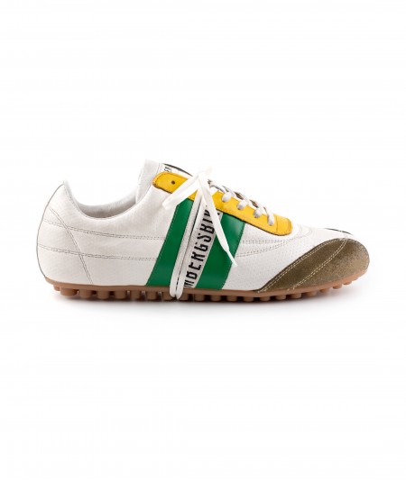 Sneaker in pelle bianca e camoscio fango