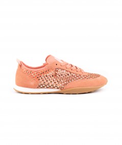 Sneaker Back70 in camoscio pesca e strass