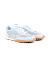 Sneaker in camoscio azzurro e strass