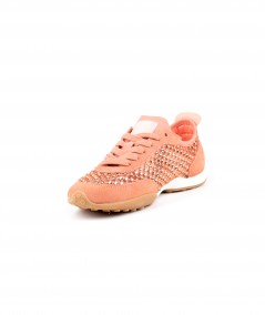 Sneaker Back70 in camoscio pesca e strass