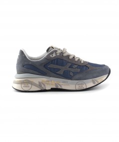 Sneaker in camoscio e tessuto tecnico celeste
