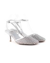 Sandalo in pelle argento con micro strass