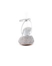 Sandalo in pelle argento con micro strass
