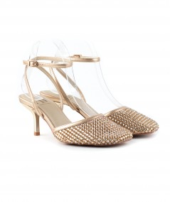 Sandalo Albano Vanity in pelle platino con micro strass