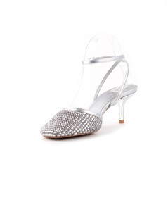 Sandalo Albano Vanity in pelle argento con micro strass