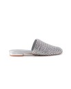 Ciabattina in pelle argento con micro strass