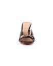 Sandalo open-toe in pelle testa di moro