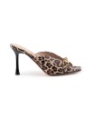 Sandalo open-toe in pelle stampa animalier