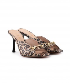 Sandalo Albano open-toe in pelle stampa animalier