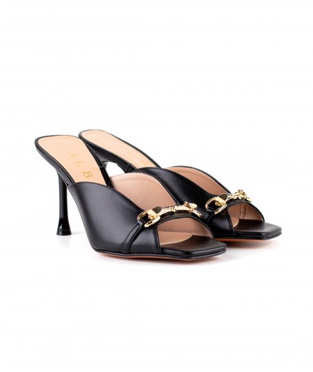Sandalo Albano open-toe in pelle nera
