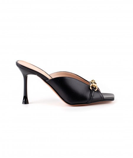 Sandalo open-toe in pelle nera