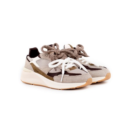 Sneakers D.A.T.E. Musa Mono in camoscio e rete beige