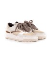 Sneakers D.A.T.E. in pelle bianca e camoscio beige