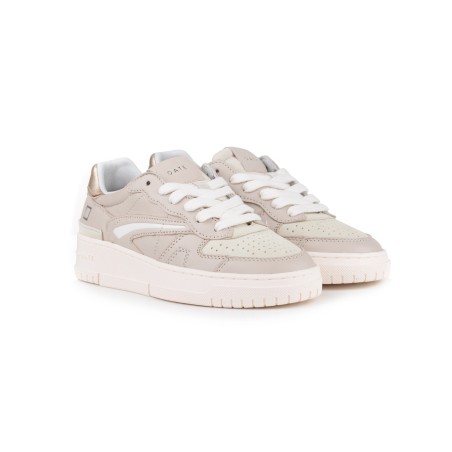 Sneaker D.A.T.E. Torneo Pure in pelle beige e avorio