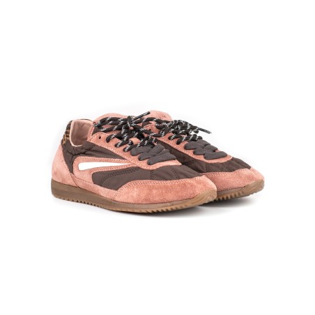 Sneakers D.A.T.E. in camoscio rosa e tessuto testa di moro