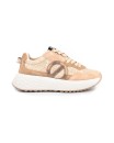 Sneakers No Name in camoscio e trama beige