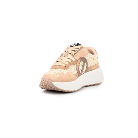 Sneaker No Name in camoscio e trama beige