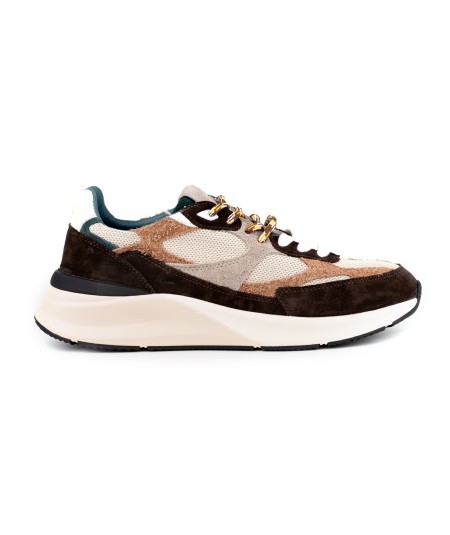 Sneaker D.A.T.E. in camoscio testa di moro e rete beige